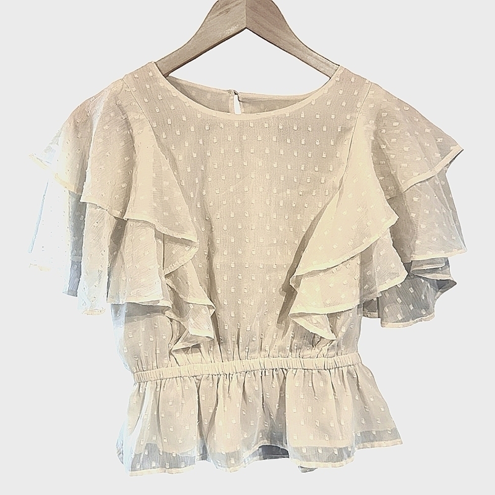 Express cream ruffle blouse S